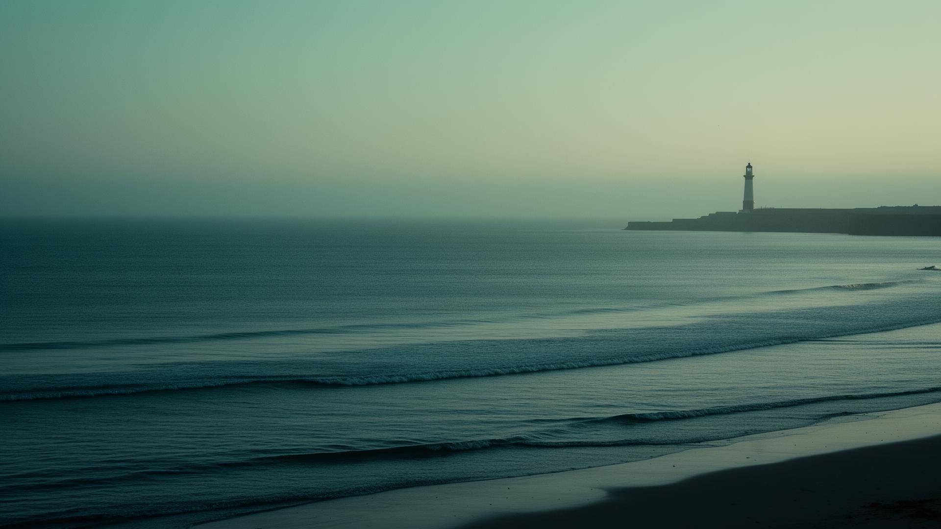 Calm coastline at Tynemouth, North East England